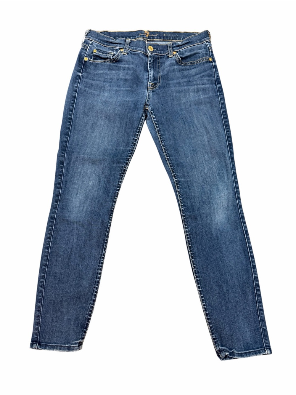 7‎ For All Mankind The Cropped Skinny Jeans Women’s Size 28 Medium Wash Denim